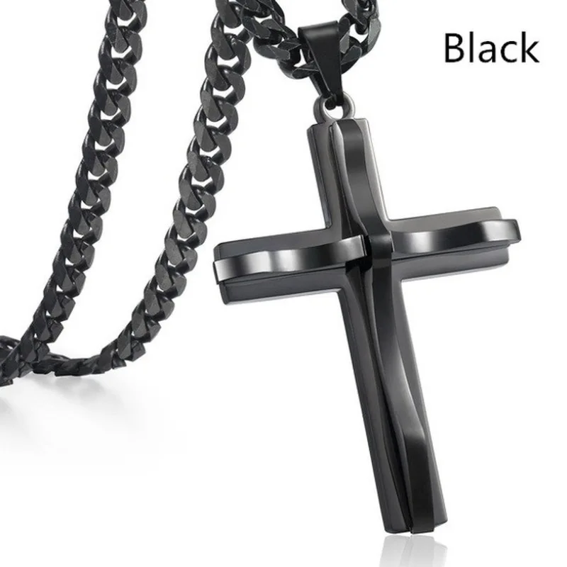 Doble Cruz Colgante de Collar Punk Vintage Cristiana Simple de los Hombres de Oración Amuleto Religioso Par la Fiesta de Aniversario de la Joyería de Regalo