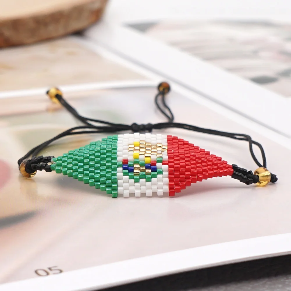 YASTYT Delica Miyuki Semilla Pulseras de perlas de la Joyería Pulseras Bandera Mexicana Patrón de la Pulsera hecha a Mano