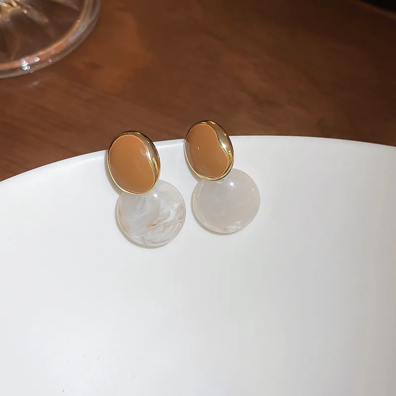 2023 Nuevo Diseño de Esmalte de Ácido Acético Disco Colgante Pendientes Avanzado de Accesorios Para la Moda de las Mujeres de la Joyería de las Niñas Earrngs