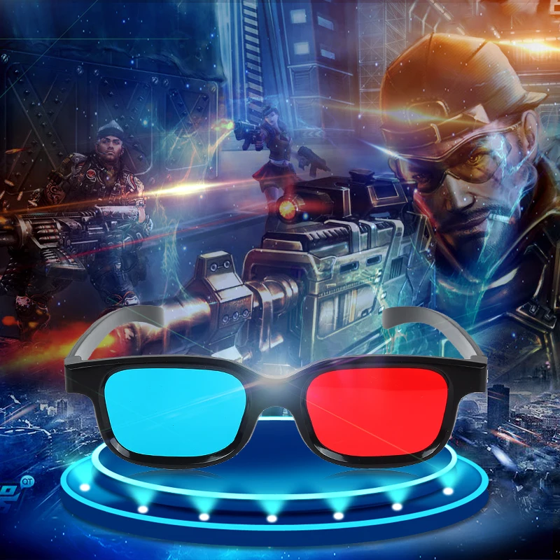 1PC Nuevo Rojo Azul 3D Gafas de Marco Negro De Dimensiones Anaglifo TV Movie DVD del Juego y De la Ambliopía Formación Anteojos