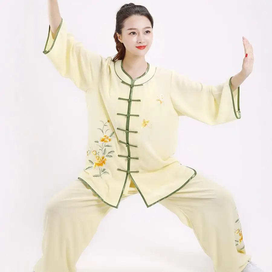 bordado de alta calidad de la flor de taiji kung fu uniformes de tai chi traje de artes marciales ropa trajes de wushu