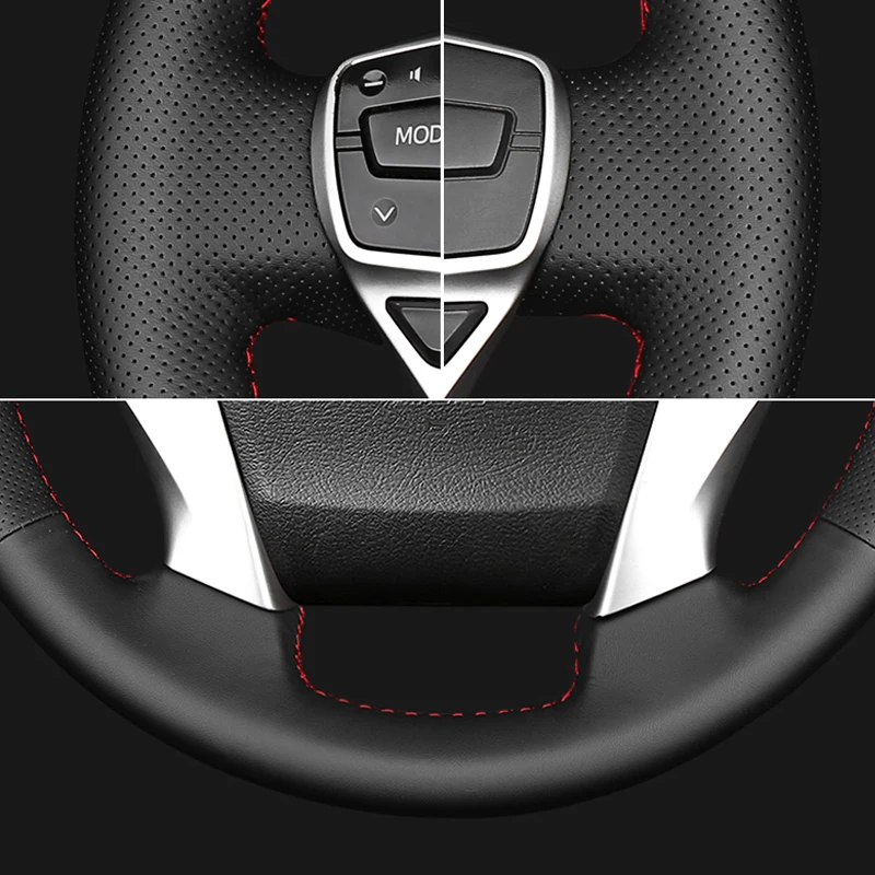 Mano-stitche Negro de Cuero Genuino Coche de la Cubierta del Volante para el Audi A1 (8X) A3 Sportback (8V) A4 (B9) Avant A5 (F5) Q2