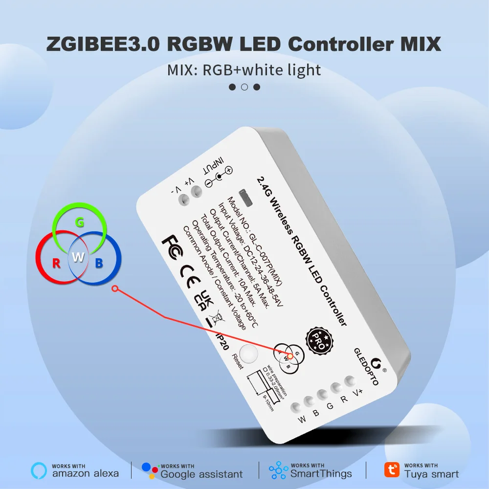Smart ZigBee 3.0 Tira de LED Controlador RGBW Pro Color de la Luz Blanca de la Mezcla Hogareño Alexa Tuya Inteligente SmartThings de la Aplicación Control de Voz