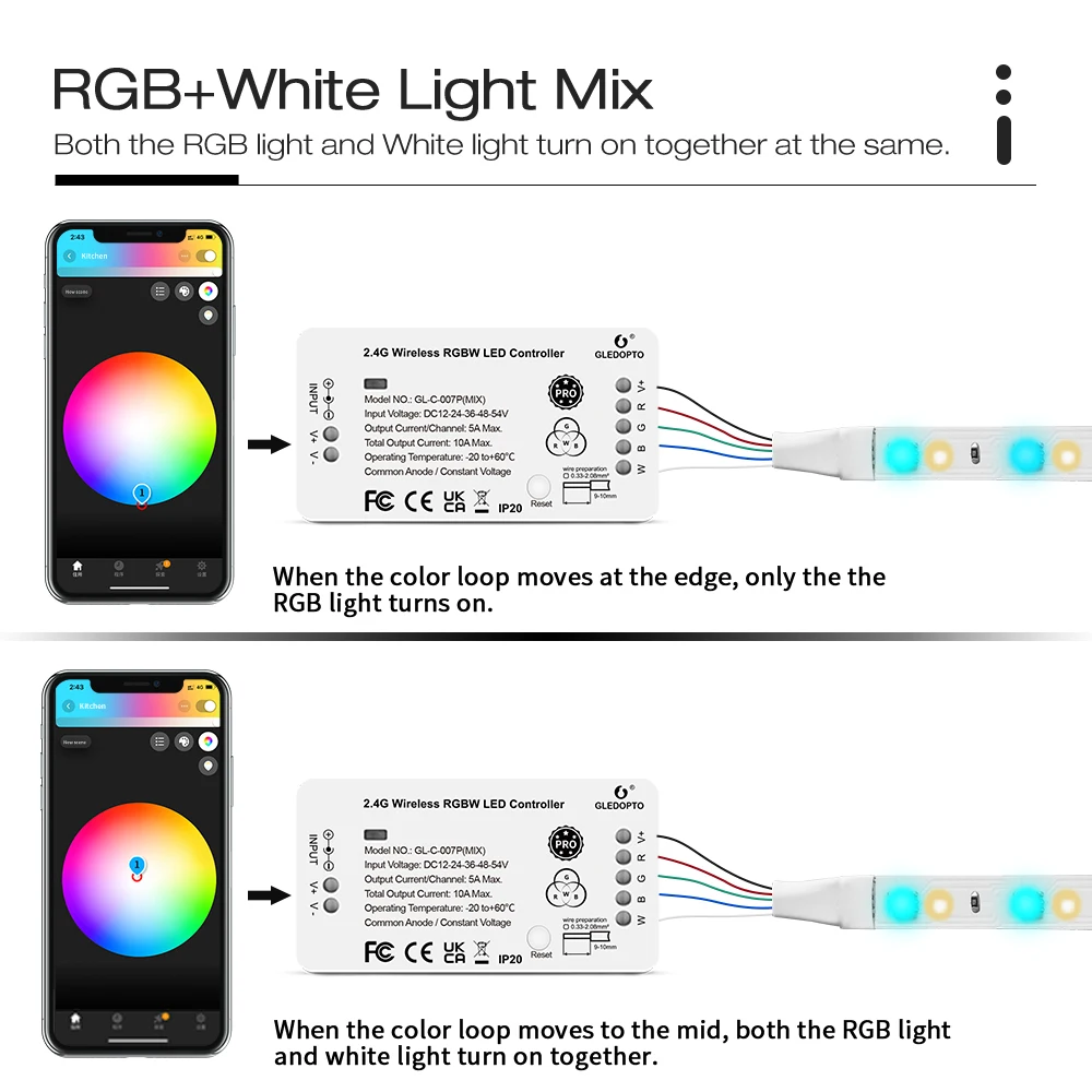 Smart ZigBee 3.0 Tira de LED Controlador RGBW Pro Color de la Luz Blanca de la Mezcla Hogareño Alexa Tuya Inteligente SmartThings de la Aplicación Control de Voz