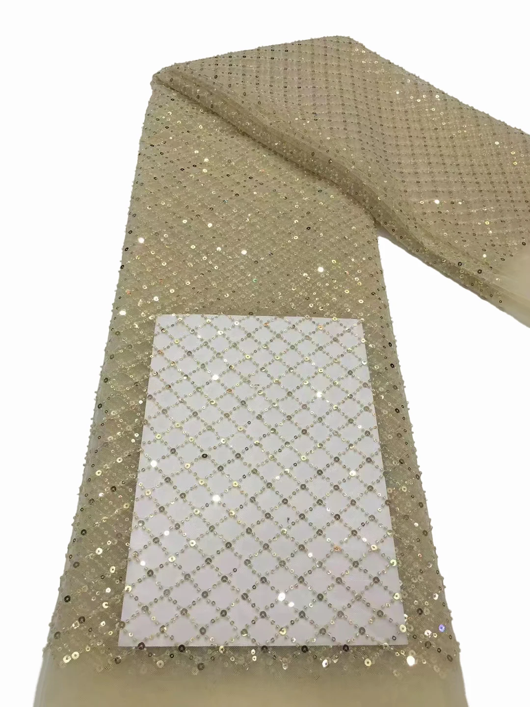 De la moda de nueva burbuja perlas de diamante en forma de rejilla de tela de tul, de fino encaje de bolas tubo con lentejuelas vestido de fiesta de BRICOLAJE de tela de 5 metros