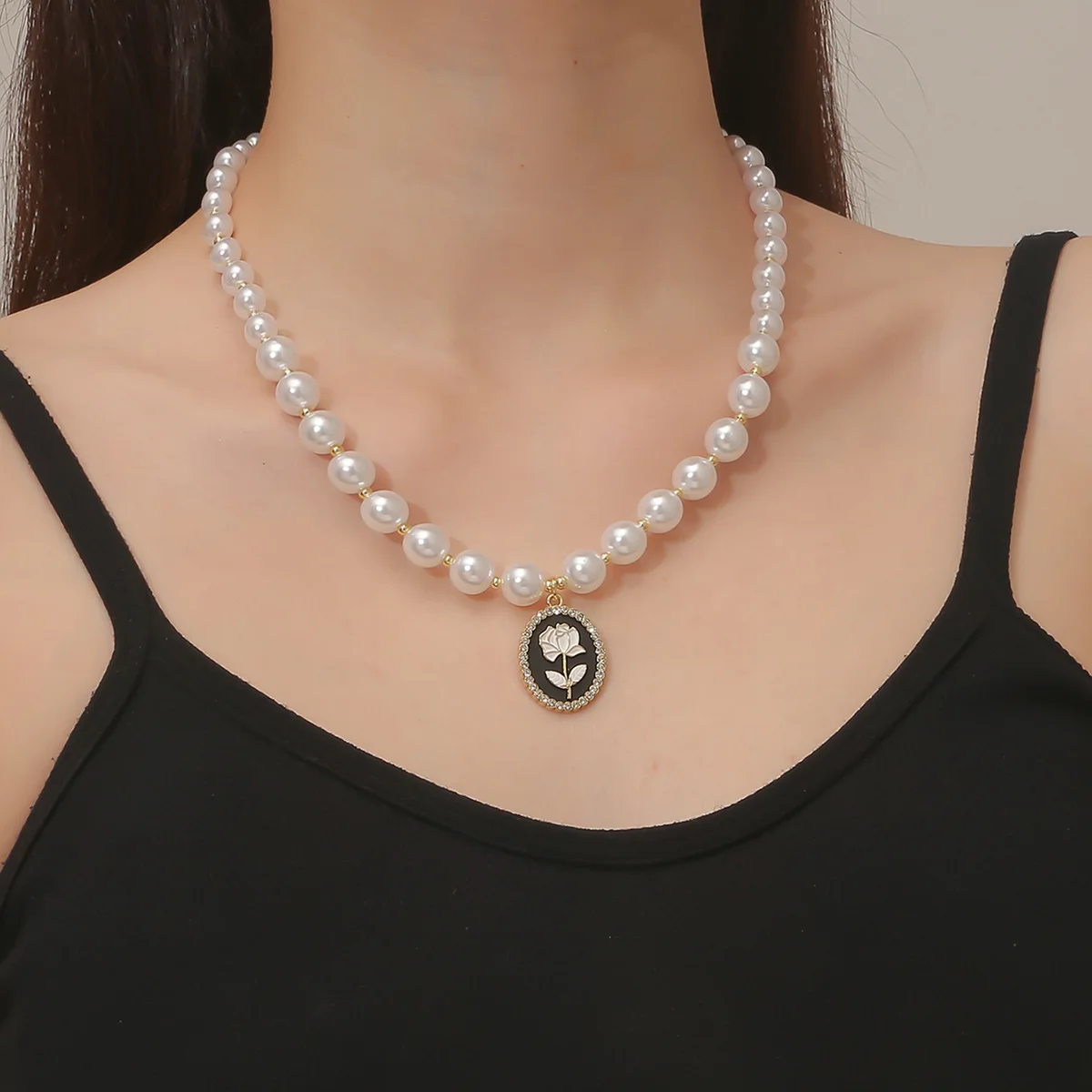 Artificial Collar De Perlas Y2k, Accesorios Con Cuentas De Gargantilla Encanto Señora Novia De La Boda Aniversario De La Estética De La Joyería